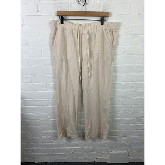 Caslon Women's Tapered Linen Pants Elastic Waist Flax Beige Size Large - Picture 2 of 9